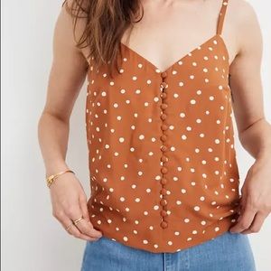 Madewell polka dot tank with button detail. Size 6.